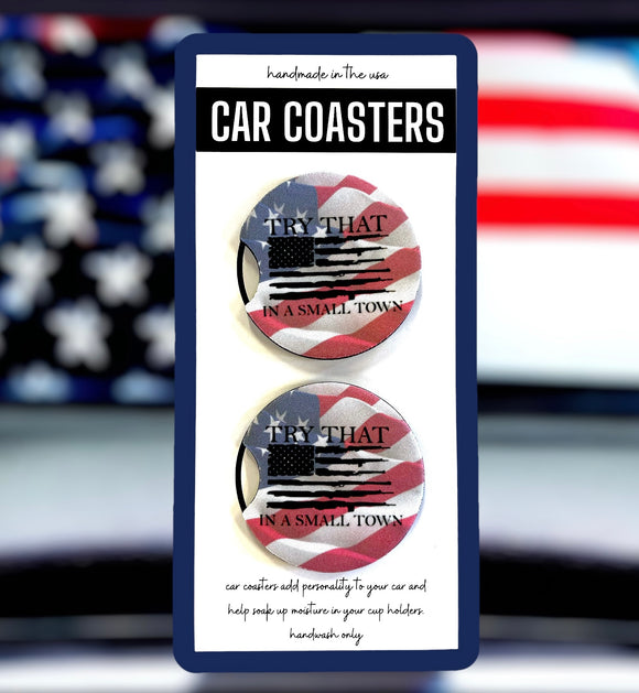 Wholesale | 3 packs | Try that in a small town car coasters