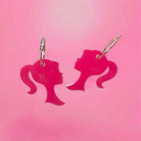 Hot Pink Acrylic silhouette earrings