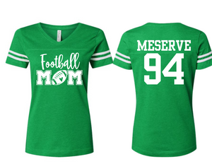 BULL New Milford Bulls Football Mom Ladies Football V Neck T - Kelly Green