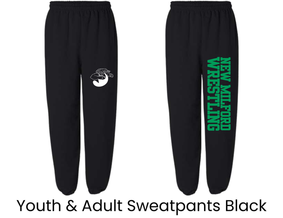 NMWA New Milford Wrestling Sweatpants Black - Youth & Adult
