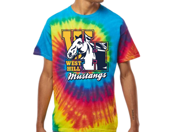 WHE Tie Dye T Shirt - West Hill Elementary in Black Youth & Adult