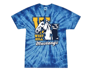 WHE Blue Tie Dye T Shirt - West Hill Elementary Logo Youth & Adult
