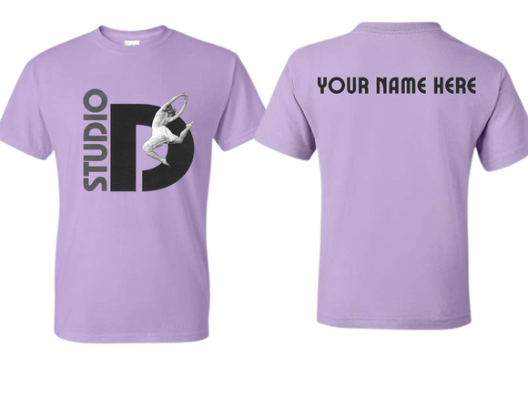 STU Studio D Logo Black with Custom Name T Shirt Orchid - Adult