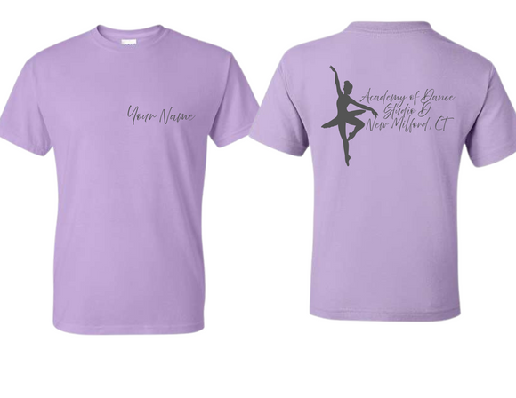 STU Studio D Academy of Dance with Custom Name T Shirt Orchid - Adult