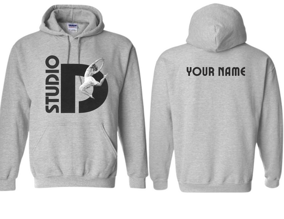 STU Studio D Logo on Front Custom Name Sport Gray Hoodie - Youth & Adult