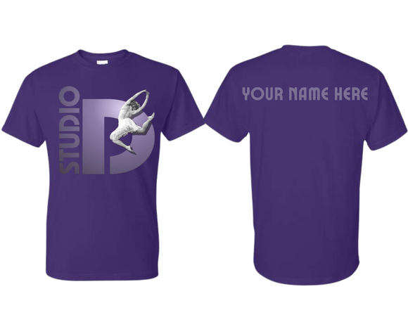 STU Studio D Logo Purple with Custom Name T Shirt Purple - Youth & Adult