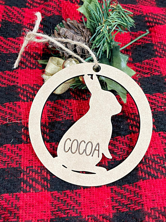 Wholesale | 1 pc | Custom Bunny Name Wood Ornament