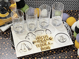 Hocus Pocus Wood Tequila Tray