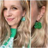 Wholesale | Glitter Shamrock Drop Earrings