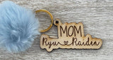 Wholesale | 1 pc | Pom Pom Mother's Day Keychain in Wood
