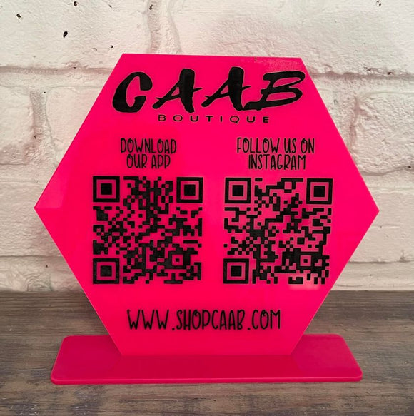 Wholesale | QR Social Media Sign in Hot Pink