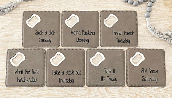 Wholesale | set of 7 | Days of the Week Sweary Coasters