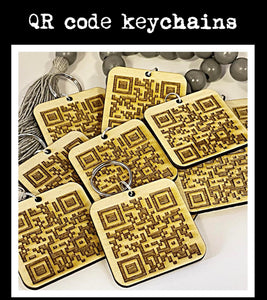 Wholesale | 10 pack | Custom QR Code Keychain Engraved Wood
