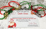 Wholesale | 10/50/100 Packs | Christmas Santa List Postcard with Jingle Bells Bracelet