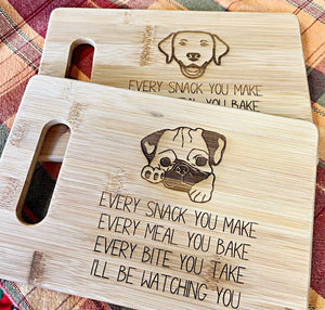 Wholesale | 10 pack | Dog Engraved Bamboo Cutting Board 9x6"
