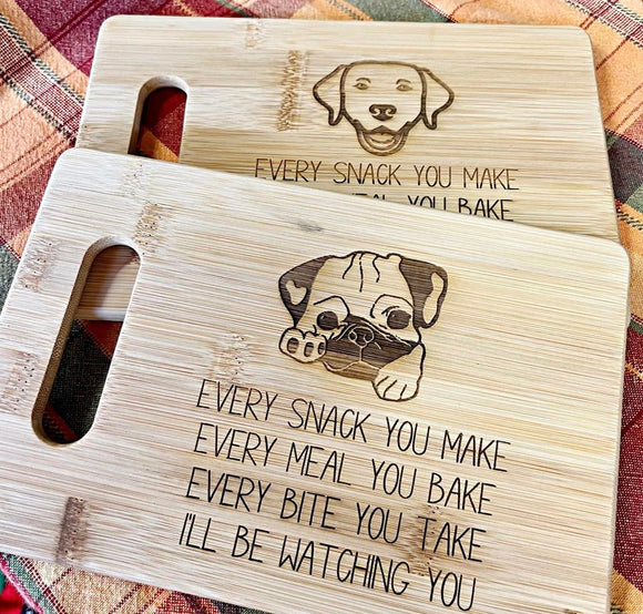 Wholesale | 10 pack | Dog Engraved Bamboo Cutting Board 9x6