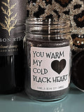 Wholesale | 6 pcs | 12 oz Black Soy Wax Black Heart Candles