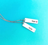 Hand Stamped Personalized Stone Vertical Bar Necklace With Birthstone Gift - Lasting Impressions CT