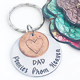 Pennies From Heaven Hand Stamped Custom Keychain-Memorial Gift-Loss of Father or Mother or Loved One - Lasting Impressions CT