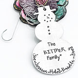 Snowman Personalized Christmas Ornament, Handstamped Family Christmas Ornament - Lasting Impressions CT