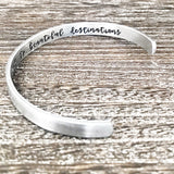 Difficult Roads Hand Stamped Custom Cuff Bracelet for Motivational Gift - Lasting Impressions CT