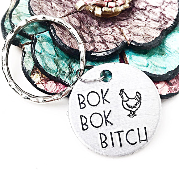 Bok Bok Bitch Custom Chicken Keychain - Chicken Lover Jewelry - Hens - Funny - Lasting Impressions CT