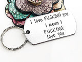 I Love Fucking You - Funny Husband or Boyfriend Hand Stamped Keychain Gift-Valentine's Day Gift for Husband - Lasting Impressions CT