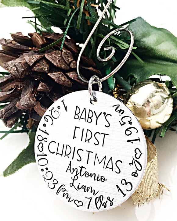 Baby's First Christmas Ornament - Baby Birth Stats - Christmas Ornaments for Baby - Lasting Impressions CT