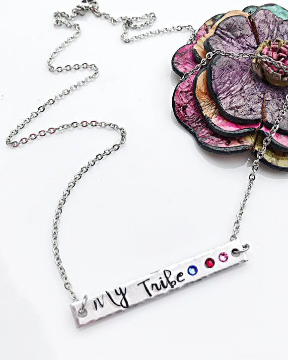 My Tribe Necklace, Horizontal Bar Necklace, Birthstone Bar Necklace, Birthstone Jewelry, Mom Jewelry, Best Friends Necklace Set - Lasting Impressions CT