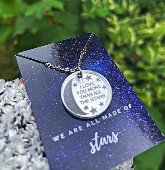 Wholesale | I love you more than all the stars Silver Mirror Acrylic Necklace