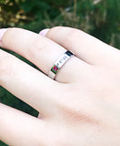 Stainless Steel Silver Birthstone Name Ring for Mothers - Lasting Impressions CT