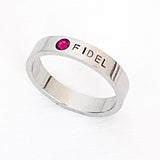 Stainless Steel Silver Birthstone Name Ring for Mothers - Lasting Impressions CT