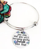 You can and you will because you're BADASS like that - Custom Bangle Charm Bracelet or Keychain - Lasting Impressions CT