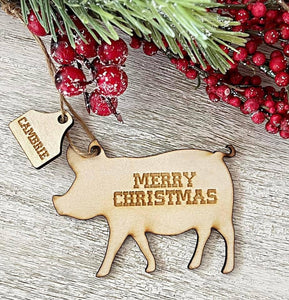 Wholesale | 1 pc | Wood Pig Christmas Ornament