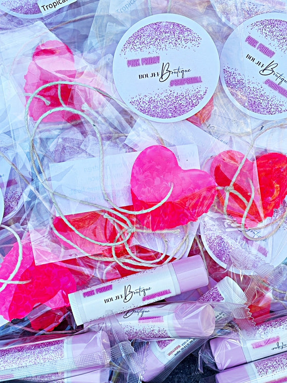 Wholesale | Pink Friday Lip Balms and Mini Heart Freshies