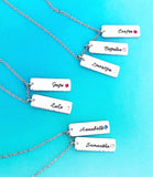 Hand Stamped Personalized Stone Vertical Bar Necklace With Birthstone Gift - Lasting Impressions CT
