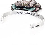 Keep Fucking Going Bracelet - Silver Cuff Bracelet - True Crime Gift - Motivational Cuff Bracelet - Lasting Impressions CT