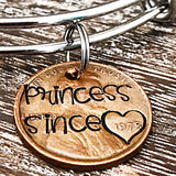 Custom Hand Stamped Penny Charm Bracelet - Princess Since Mommy Since Grandma Since - Lasting Impressions CT