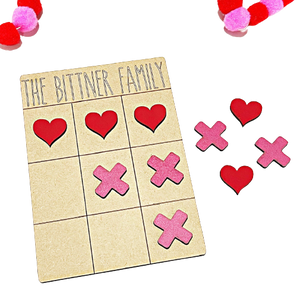 Wholesale | 1 Game | Tic Tac Toe Personalized Wood Board - Valentine's Day