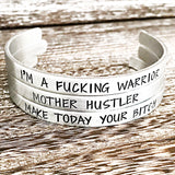 Empowerment Mantra Cuff Bracelet in Silver for Women - One Size Fits Most - Adjustable - Lasting Impressions CT