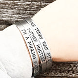 Empowerment Mantra Cuff Bracelet in Silver for Women - One Size Fits Most - Adjustable - Lasting Impressions CT