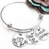Baby Birth Stats New Mom Mother's Day Bracelet Gifts for Wife Personalized Baby Name - Lasting Impressions CT