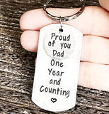 Sobriety Anniversary Keychain for Dad - Recovery Anniversary - 1 Year Sober Anniversary - Lasting Impressions CT