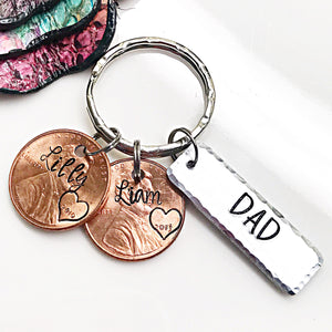 Personalized Penny Keychain, Hand Stamped Pennies, Children's Years Penny, Keychain for Parents and Grandparents - Lasting Impressions CT