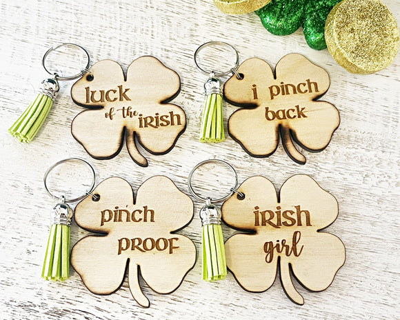 Wholesale | Luck of the Irish St Patricks Day Wood Keychains