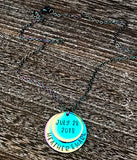 Rainbow Hand Stamped Handmade Personalized Stainless Steel Tiered Stacked Mother's Necklace - Lasting Impressions CT