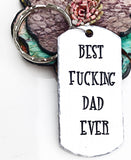 Best Fucking Dad Ever Hand Stamped Handmade Personalized Keychain for Dad - Fathers Day Gift Ideas from Kids - Lasting Impressions CT