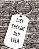 Best Fucking Dad Ever Hand Stamped Handmade Personalized Keychain for Dad - Fathers Day Gift Ideas from Kids - Lasting Impressions CT