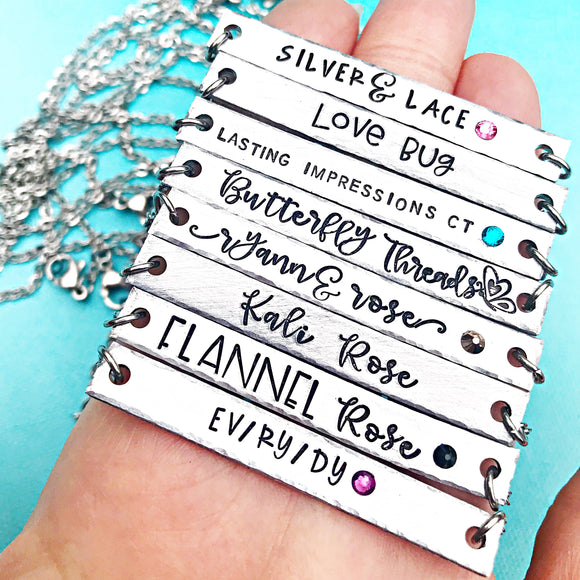 Your Business Name on a Hand Stamped Custom Bar Necklace - Personal Brand Necklace - Lasting Impressions CT