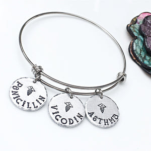 Hand Stamped Personalized Medical Alert ID Bracelet - Lasting Impressions CT
